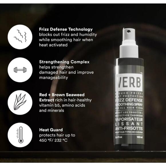 Verb Frizz Defense Smoothing Spray Anti-Frizz Shield, Heat Protectant, 5 bottles - Picture 7 of 8